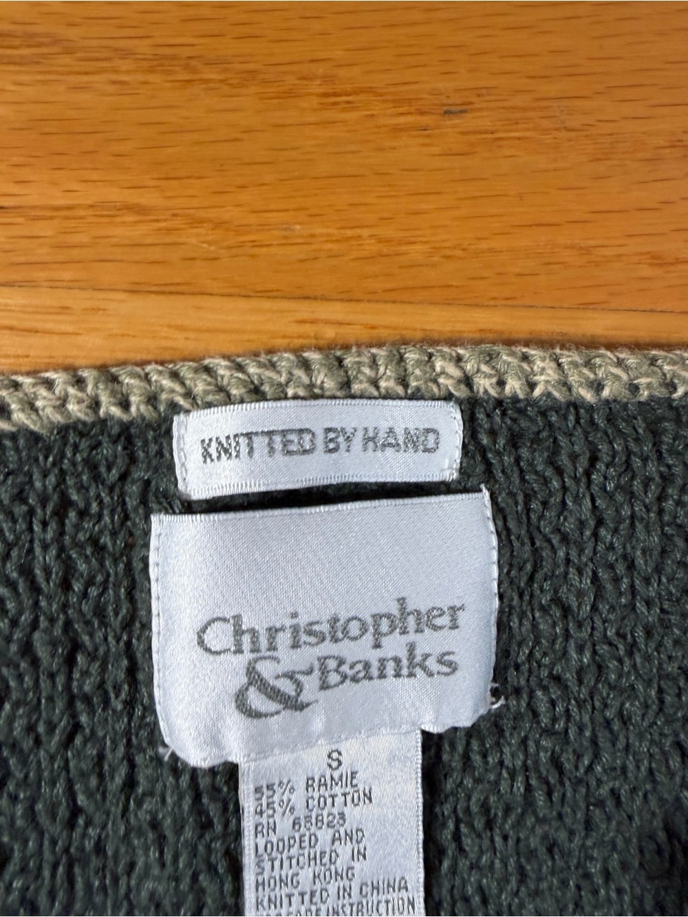 Christopher & Banks 2000’s Olive Brown Argyle Hand Knit Vest Size S - Picture 3 of 5